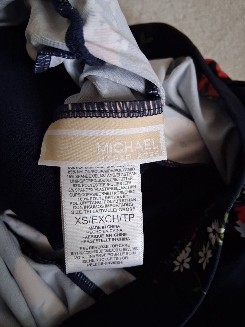 Michael Michael Kors NWOT Women's XS Navy Floral Two Piece Bandeau Swimsuit - Picture 6 of 16
